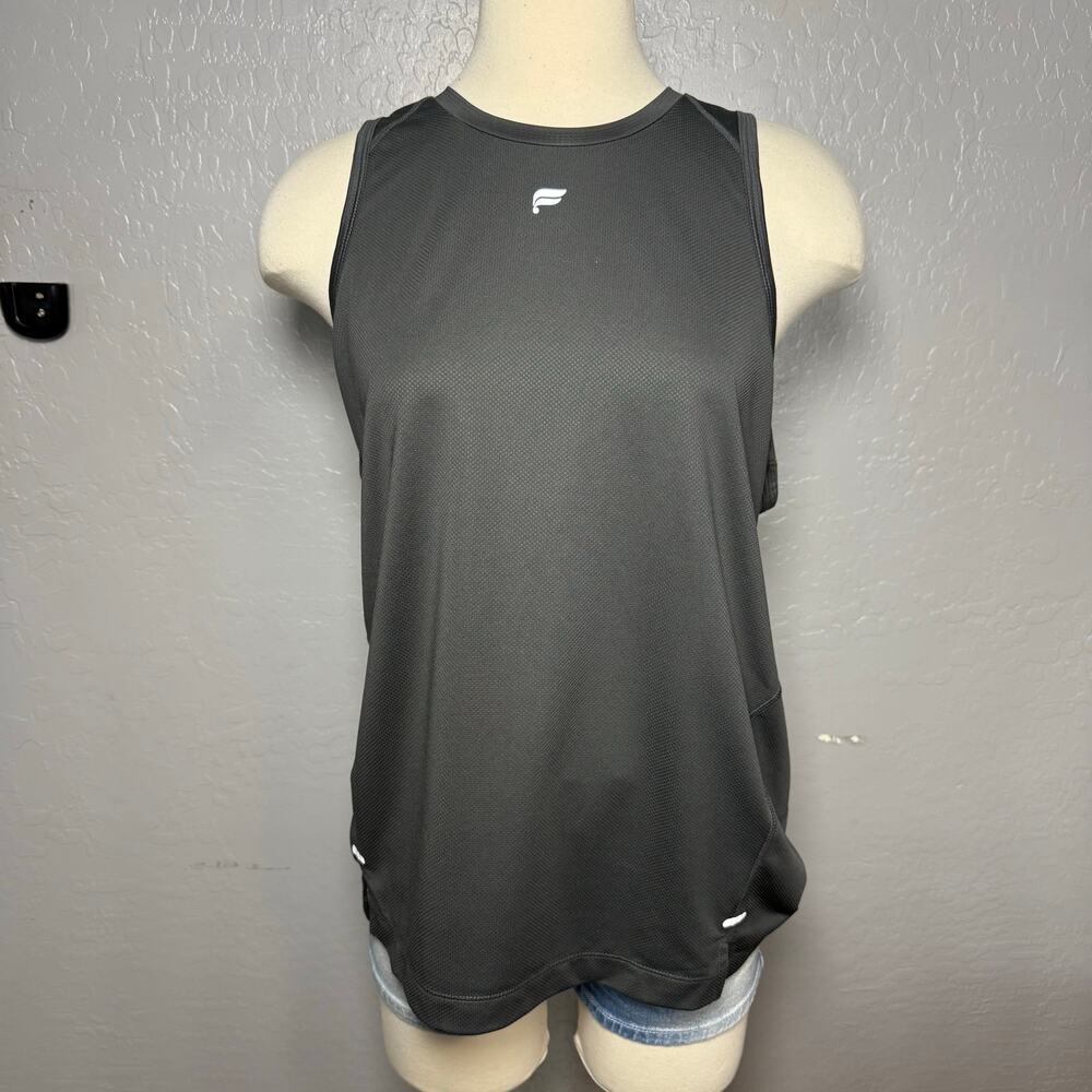 Fabletics O2 Tank Dark Gray Mesh Running Tank Top Size Medium Charcoal Athletic